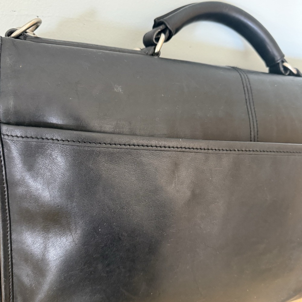 Coach Thompson Executive Black Leather Laptop Bag Briefcase Attache 6455 - Picture 15 of 16